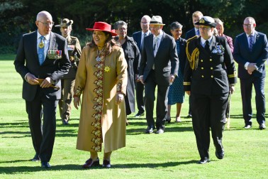 Dame Cindy and General Hurley make their way back to the House following the ceremony