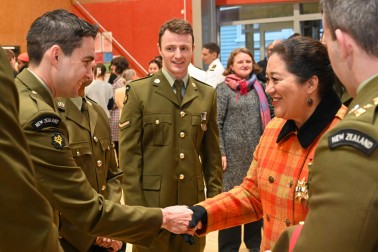 Dame Cindy meeting members of the NZ Army