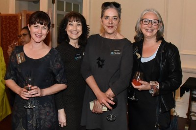 Image of Hannah Leahy and Elizabeth Caldwell of City Gallery with Dr Huhana Smith and Dr Claire Robinson of Massey University