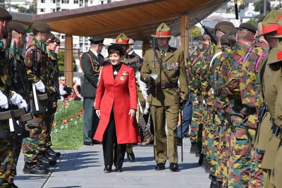 an image of Dame Patsy inspecting the Guard