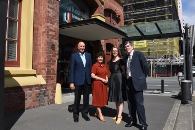 an image of Dame Patsy and Sir David with Jaenine Parkinson and Dr Keith Ovendon at the New Zealand Portrait Gallery