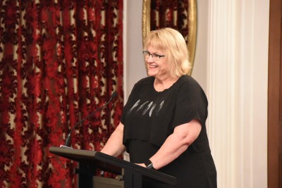 Image of Dr Jenny McMahon, National President of Red Cross New Zealand reads the citations