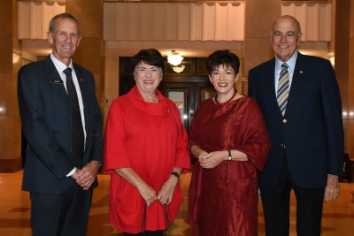Image of Dame Patsy and Sir David with Dame Fran Wilde, and Dave Clearwater, Chair and GM of the Great War Exhibition and person