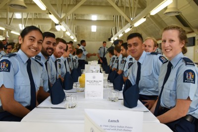 an image of Wing 316 police recruits at lunch