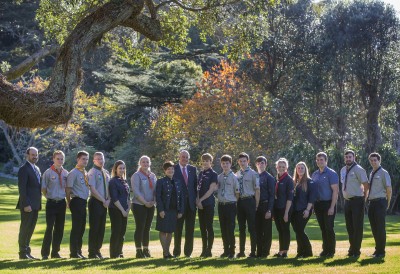 Image of Dame Patsy, Sir David, ScoutsNZ staff and recipients at Government House in Auckland