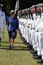 The Governor-General, Dame Patsy Reddy inspecting Navy personnel.