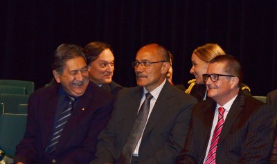 Kaumatua, Mr Lewis Moeau, the Governor-General, and Mayor Guppy.
